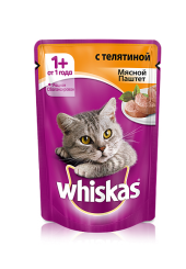 Whiskas для кошек паштет с телятиной 85 гр.
